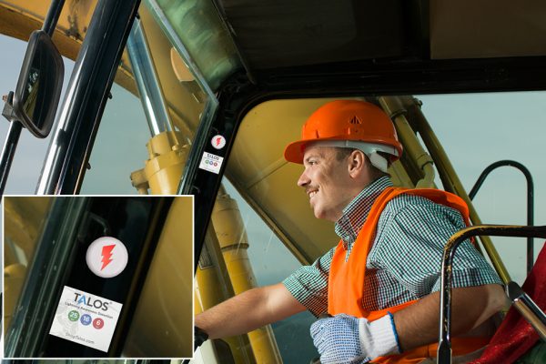 Construction Worker Inside Construction Equipment with TALOS remote Lightning Detector